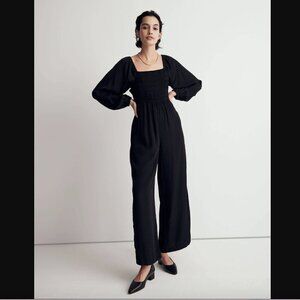 Madewell Black Star Jacquard Lucie Tie-Back Long-Sleeve Jumpsuit 8